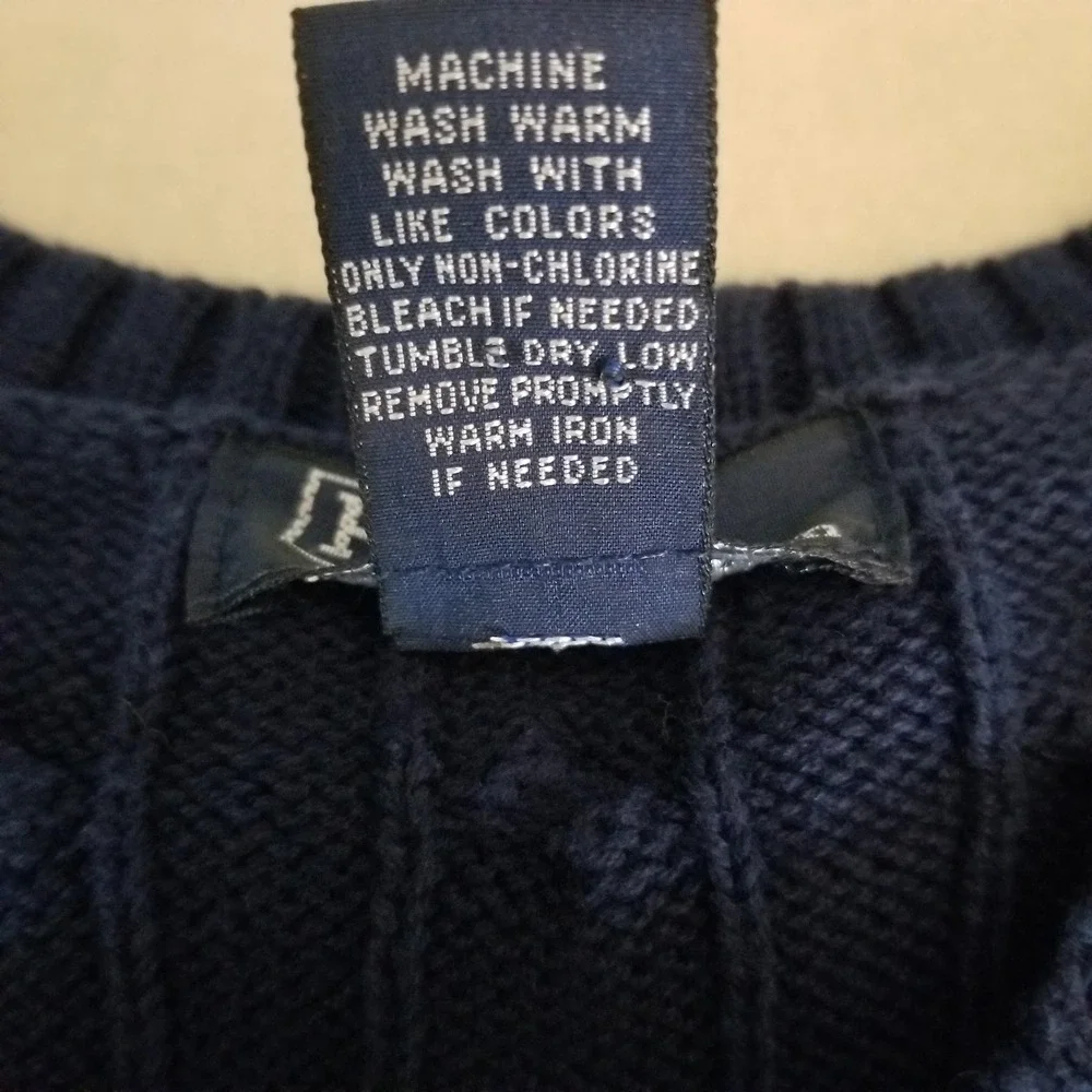 Polo Ralph Lauren Cable-Knit Cotton V-Neck Sweater Vest Navy Men M Preppy Japan